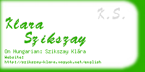 klara szikszay business card
